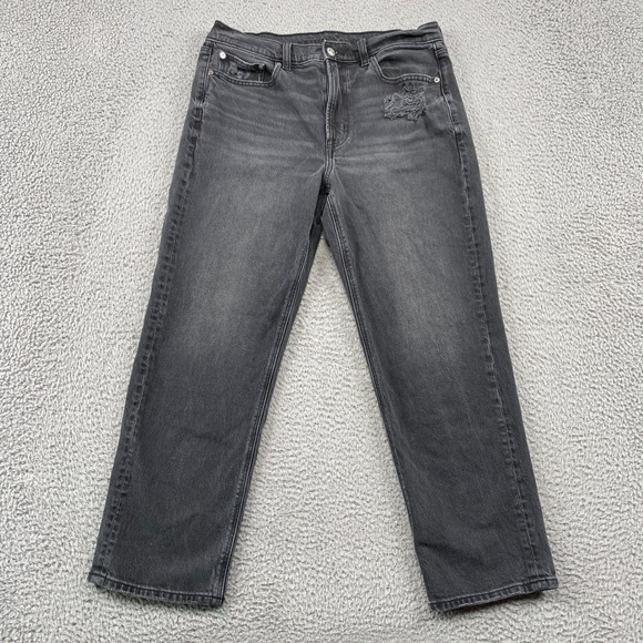 American Eagle Outfitters Denim - American Eagle Jeans Womens 12 Black Super High Rise Ankle Straight Distressed